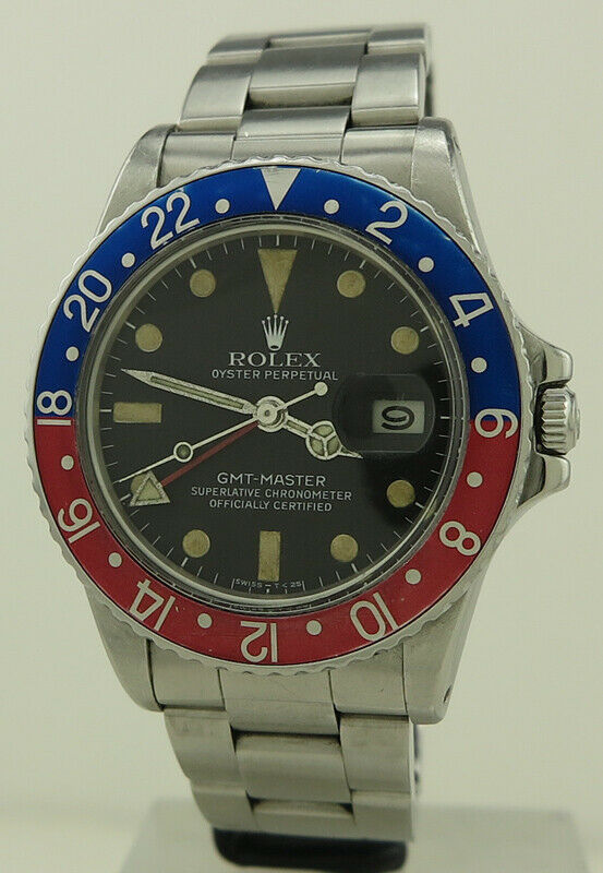 Rolex 16750 Steel Auto 40mm Pepsi Bezel Matte Dial Oyster Perpetual GMT-Master