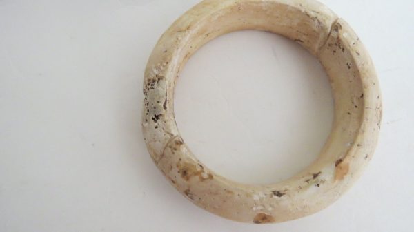 RARE ANCIENT WHITE BROWN CALCIFIED JADE THAILAND BRACELET BANGLE
