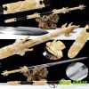 Rare Chinese Dragon Sword 24K Gold+Silver Fitting Clay Tempered Pattern Steel