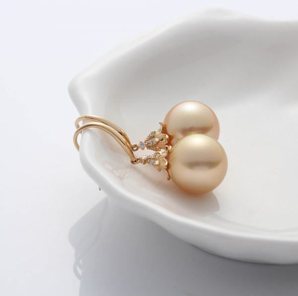 Fine Jewelry 18 K Gold Aurora Philippines Gold Pearl Earrings