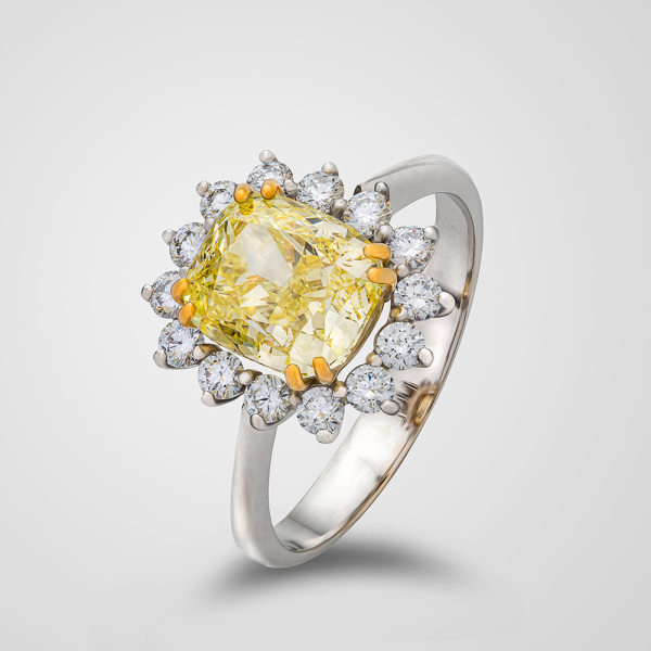 Yakut Natural 3.13 Carats Diamond Jewelry 18k Gold Ring