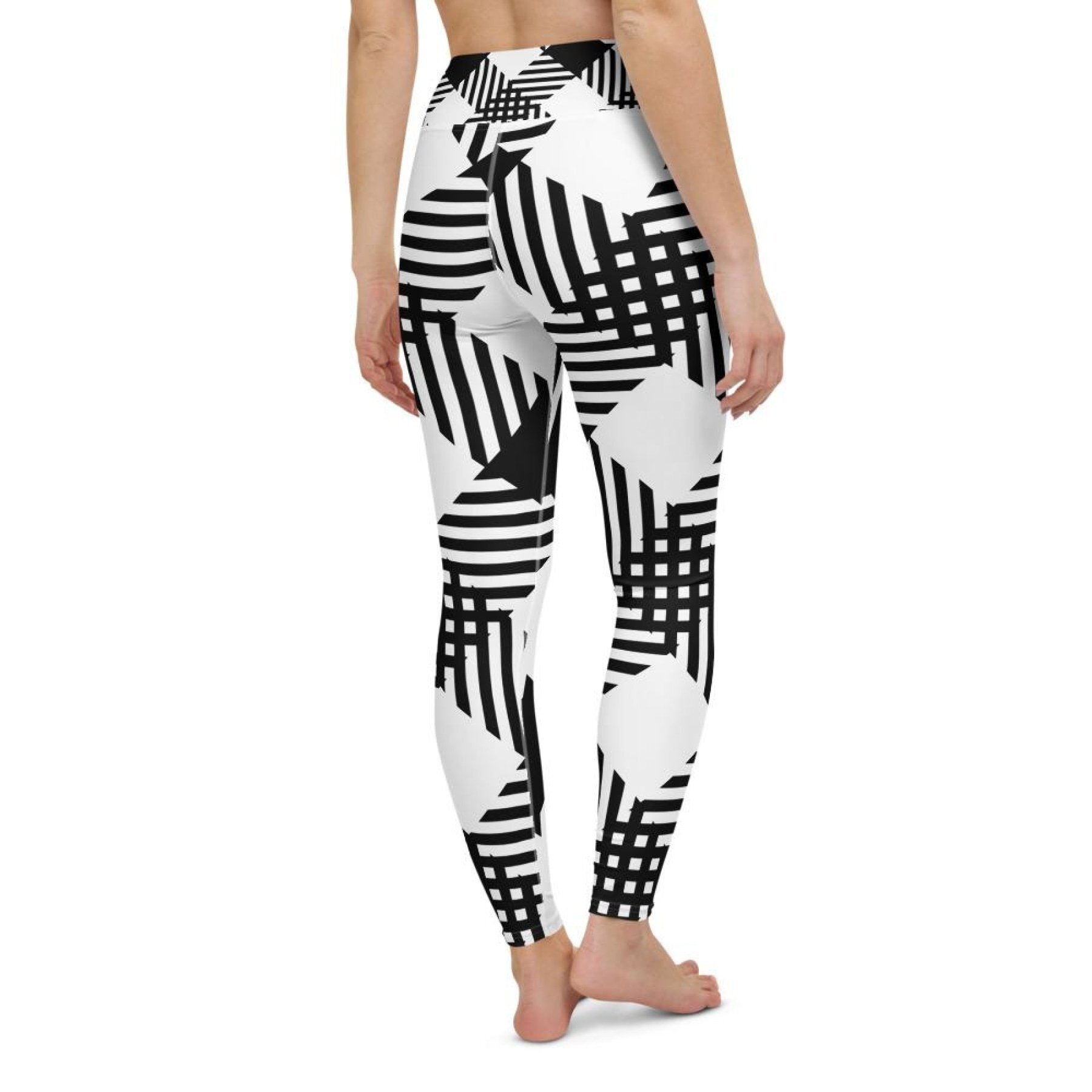 Womens Athletic Pants, Black And White Plaid Style High Waist Yoga Leggings  - Youarrived