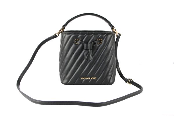 Suri Small Quilted Vegan Faux Leather Crossbody Bucket Bag (Black) -  Youarrived