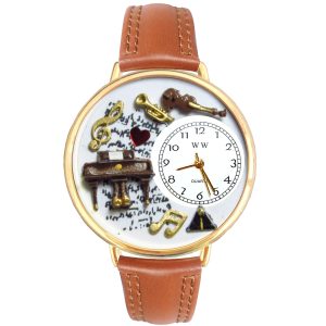 Music Piano Watch in Gold Large