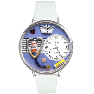 Nurse Purple Watch in Silver Large