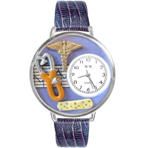 Nurse 2 Purple Watch in Silver Large