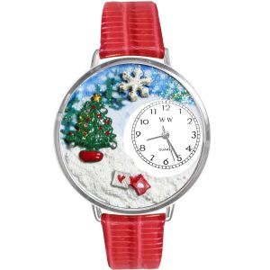 Christmas Tree Watch in Silver Large