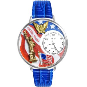 July 4th Patriotic Watch in Silver Large