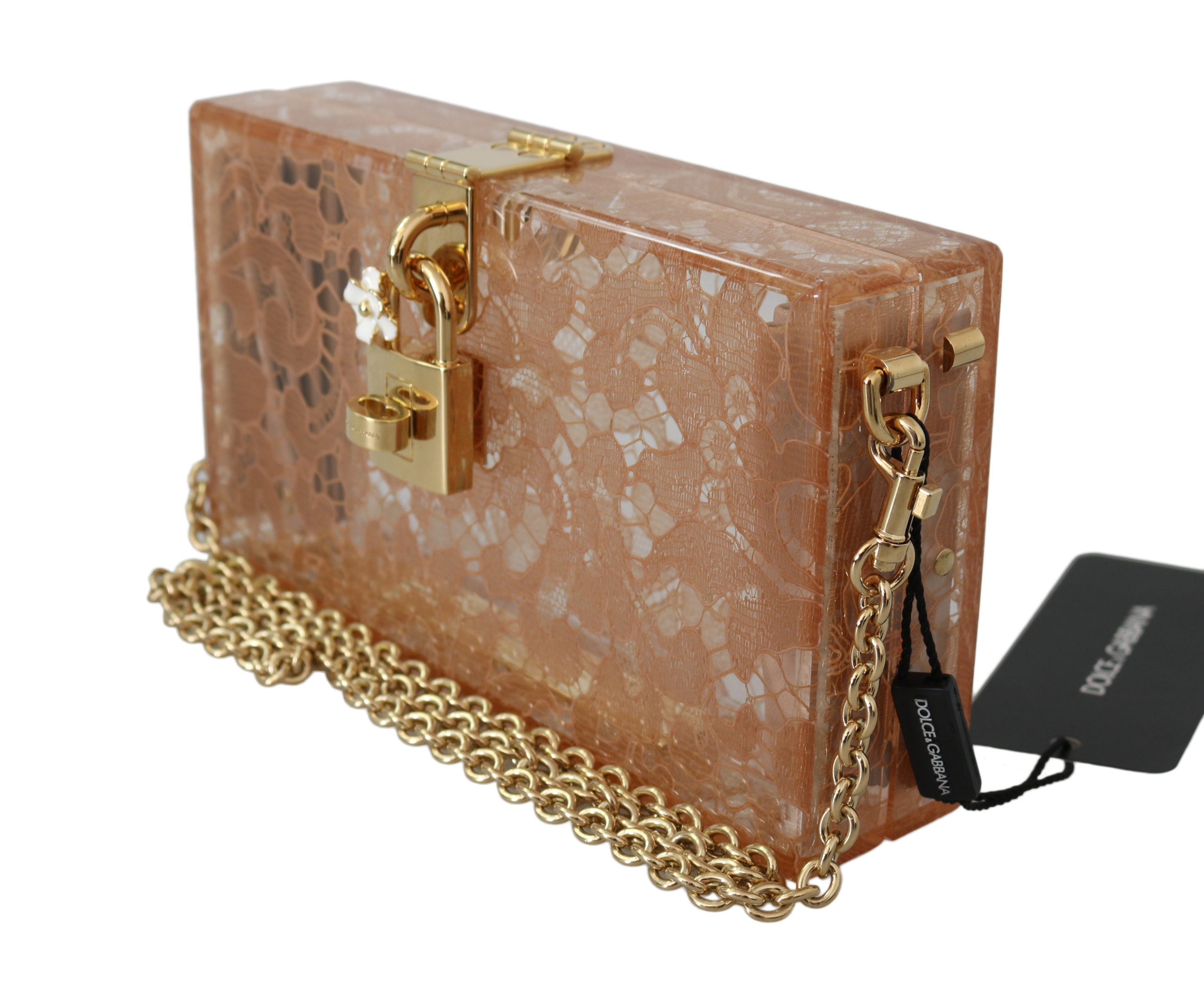 Dolce & Gabbana Dark Plexiglass Taormina Lace Clutch Borse Bag Box