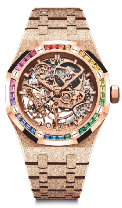 Audemars Piguet Royal Oak 37 Frosted Rose Skeleton Rainbow for $399,605  for sale from a Trusted Seller on Chrono24
