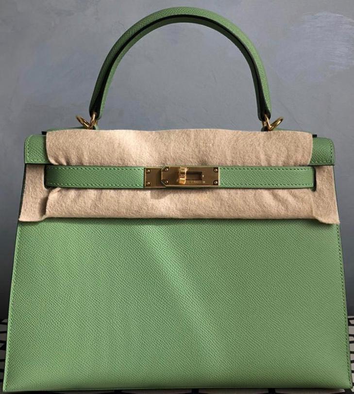 HERMES Birkin 25 Hand bag Y Epsom leather Green Vert criquet GHW Used