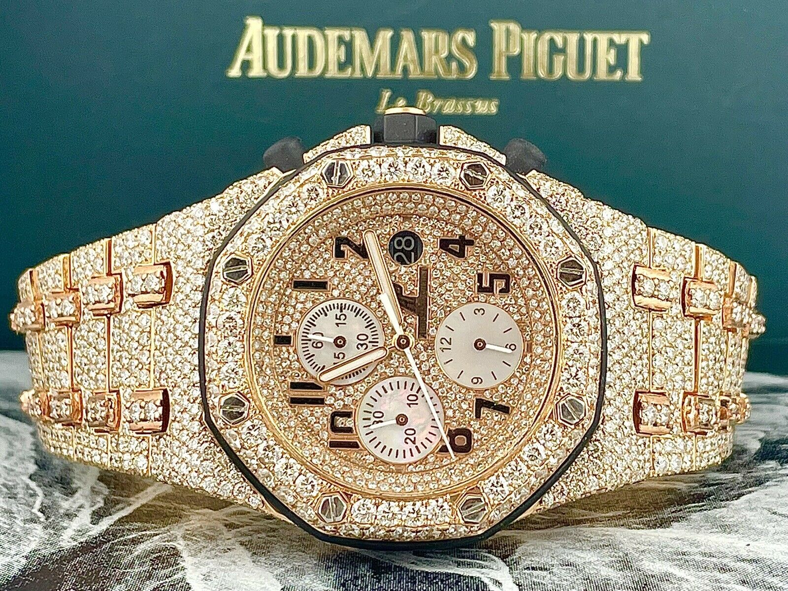 Audemars Piguet Royal Oak Offshore 42mm 18K Rose Gold Iced Out 30ct Diamonds Reference Number 25940OK.OO.D002CA.01-Iced Out Watches.