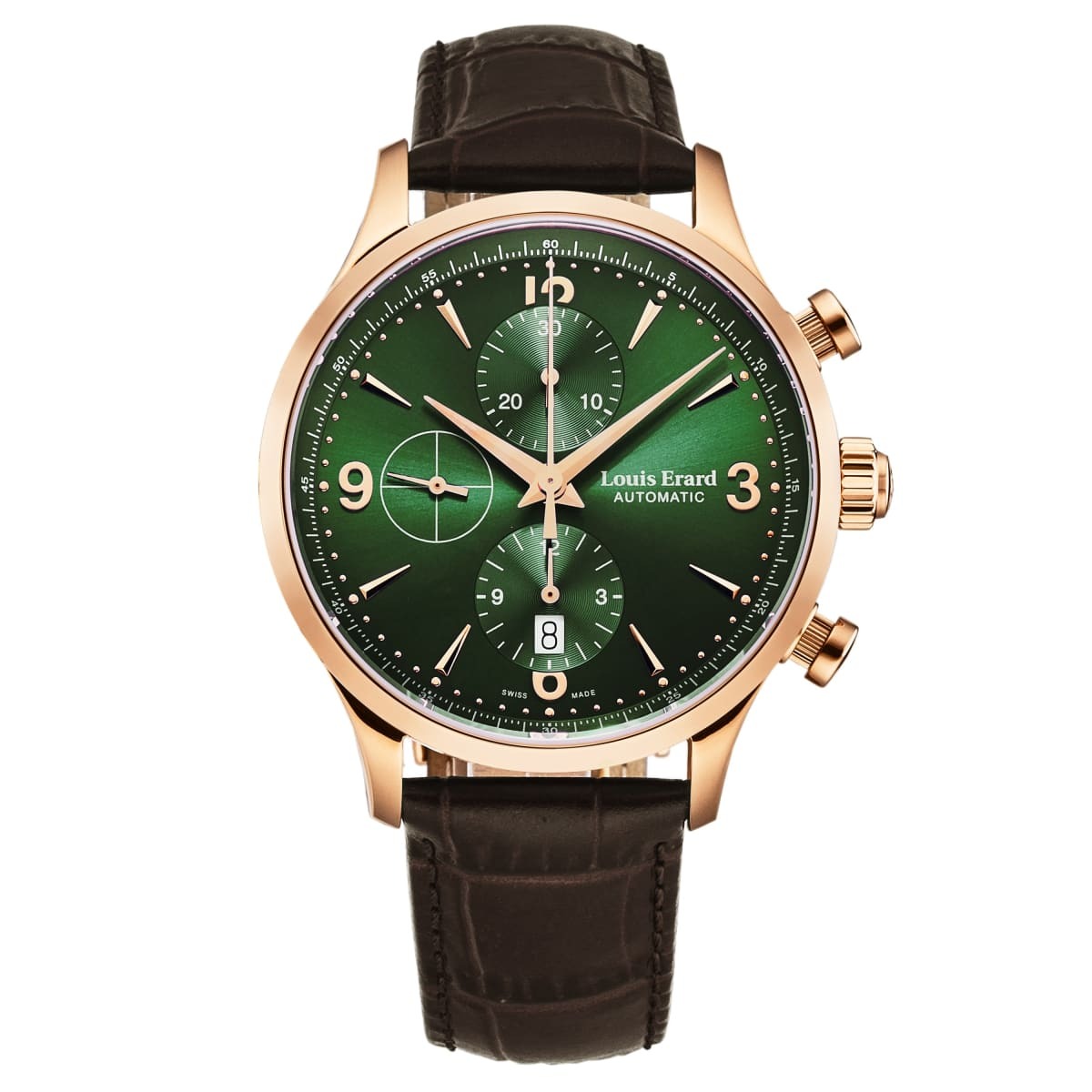 Louis Erard Men's 1931 Chronograph Green Dial Brown Leather Strap Automatic Watch 78225PR19.BRC03