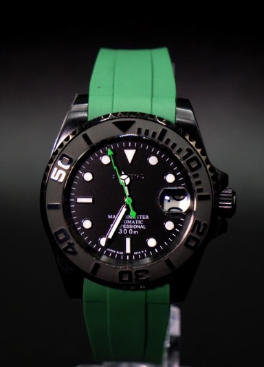 Seiko Mod Diver Automatic Watch Green Rubber Strap