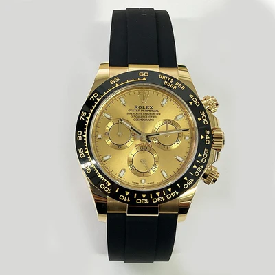 Daytona Cosmograph 40mm Champagne Dial Ceramic Bezel Rubber Strap Yellow Gold - Youarrived