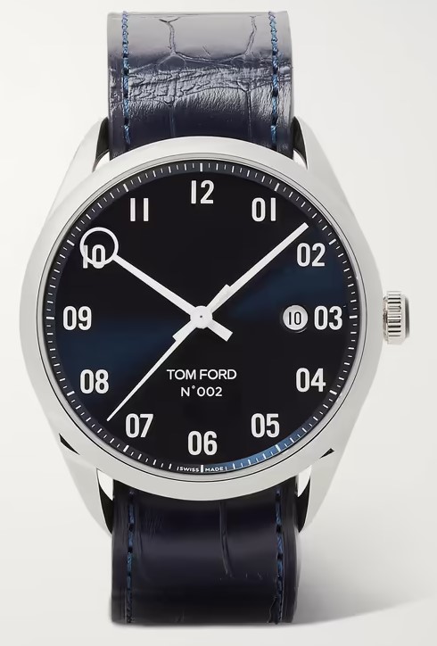 Tom Ford 002 Stainless Steel Case Blue Dial 40mm Watch Navy Alligator Strap  - Youarrived