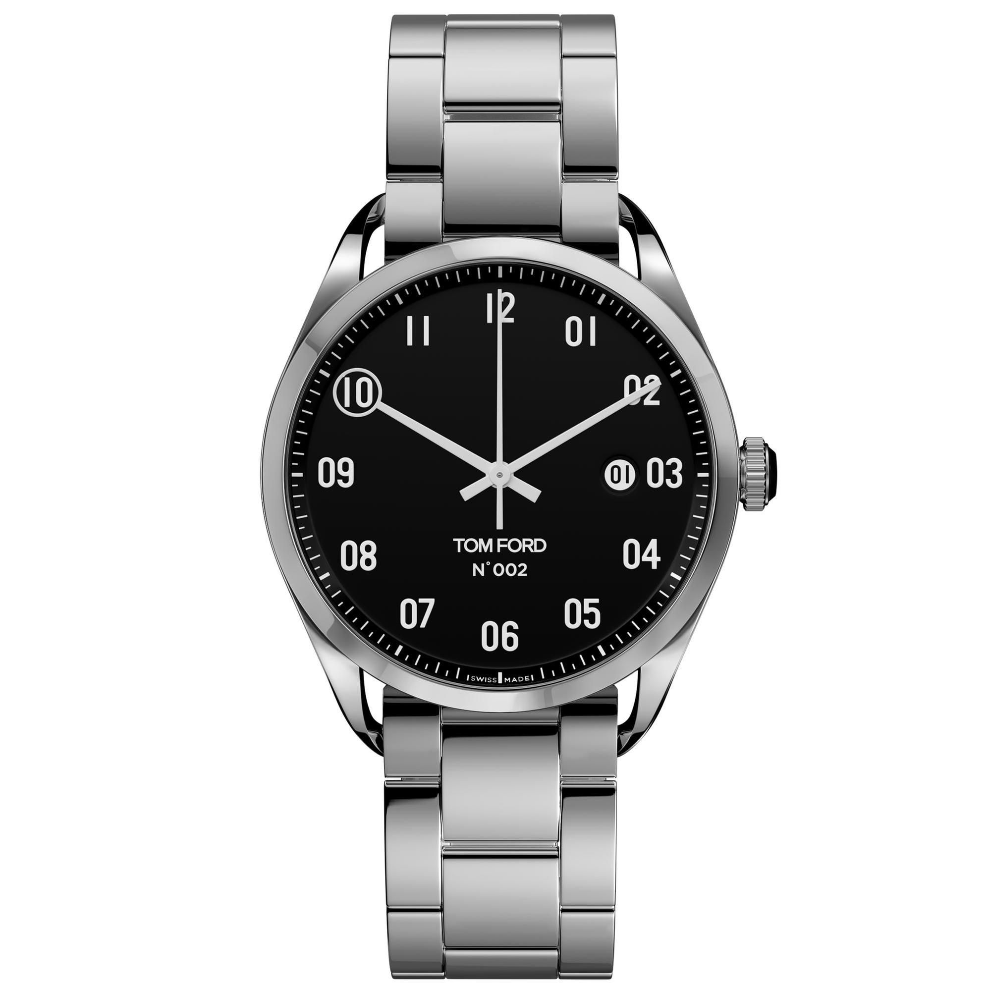 Tom Ford 002 Automatic Black Dial 40mm Watch Polished Stainless Steel Case  with Stainless Steel Strap - Youarrived